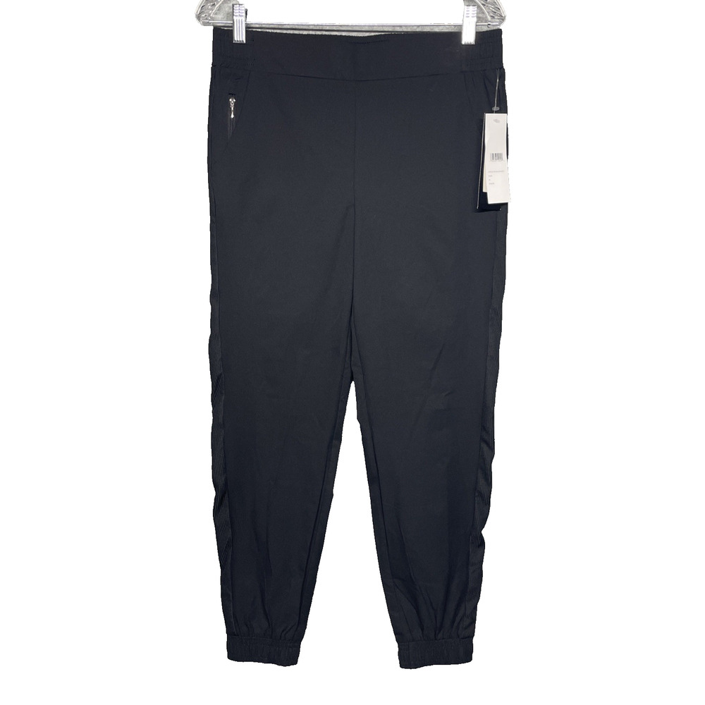 NWT‎ Chloe & Jasmine Black Joggers M Comfort Waist Ribbed Tuxedo Stripe Gorpcore